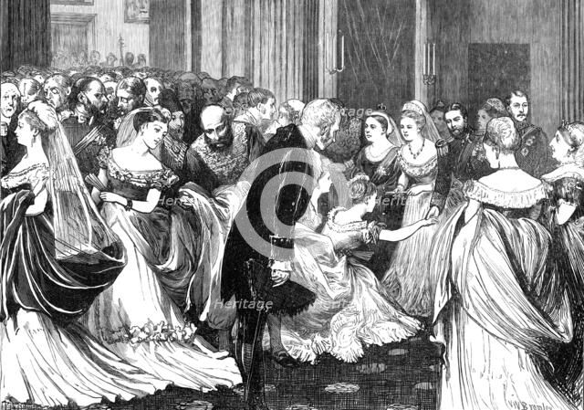 Presentation to the Duchess of Edinburgh at the Court, Buckingham Palace, yesterday week, 1874. Creator: Unknown.