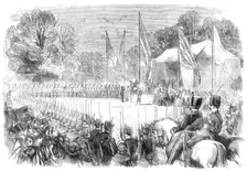 Presentation to the Highgate Rifle Corps of a silver bugle by Miss Burdet Coutts..., 1860. Creator: Unknown