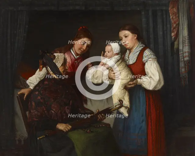 Presenting the Baby, 1875. Creator: Adolf von Becker.