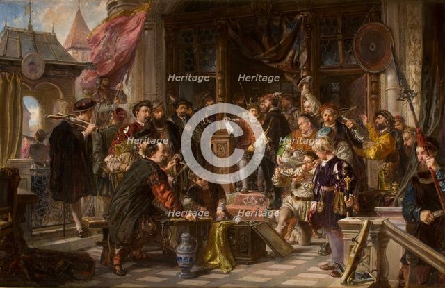 Presenting the Fowler to the Shooting Brotherhood, c1872. Creator: Wladyslaw Luszczkiewicz.
