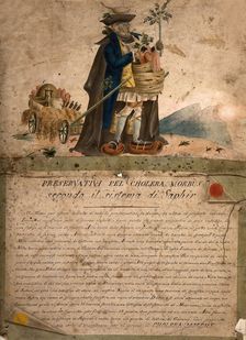 Preservativi pel Cholera Morbus secondo il Sistema di Saphir, 1832. Creator: Moritz Gottlieb Saphir