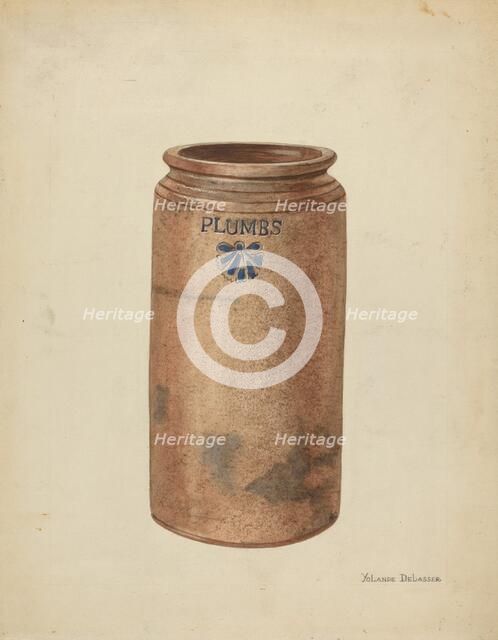 Preserve Jar, c. 1953. Creator: Yolande Delasser.