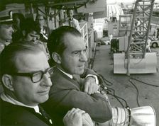 President Nixon and Dr. Paine Wait to Meet Apollo 11 Astronauts, 1969. Creator: NASA