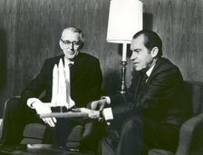 President Nixon and James Fletcher Discuss the Space Shuttle , 1972. Creator: NASA