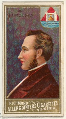 President of Honduras, from World's Sovereigns series (N34) for Allen & Ginter Cigarettes,..., 1889. Creator: Allen & Ginter