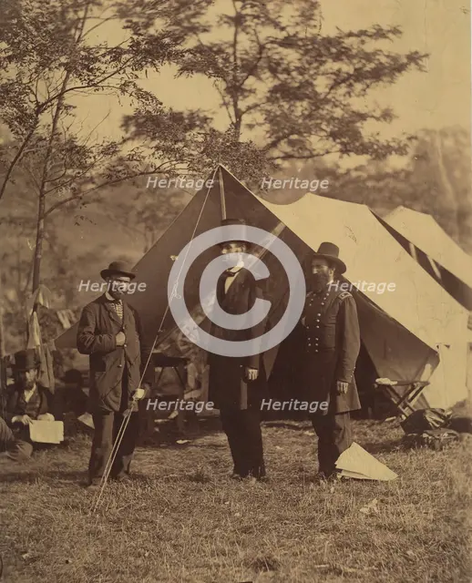 [President Abraham Lincoln, Major General John A. McClernand (right), and E. J...., October 4, 1862. Creator: Alexander Gardner.