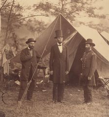 [President Abraham Lincoln, Major General John A. McClernand (right), and E. J...., October 3, 1862. Creator: Alexander Gardner