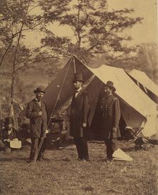 [President Abraham Lincoln, Major General John A. McClernand (right), and E. J...., October 4, 1862. Creator: Alexander Gardner