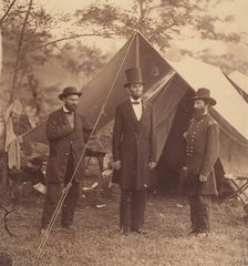 [President Abraham Lincoln, Major General John A. McClernand (right), and E. J...., October 3, 1862. Creator: Alexander Gardner