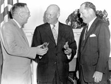 President Eisenhower with Hugh Dryden and T. Keith Glennan, August 19, USA, 1958. Creator: NASA