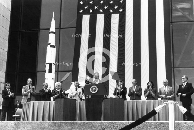 President George Bush and Apollo 11 Astronauts, Washington D.C., USA, 1989. Creator: NASA.