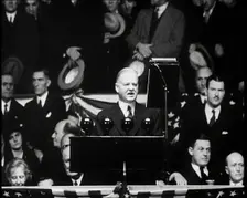 President Herbert Hoover Addressing Masses of His Supporters in a Large Conference Centre, 1932. Creator: British Pathe Ltd
