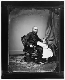 President James A. Garfield and daughter, between 1865 and 1880. Creator: Unknown
