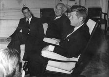 President John F. Kennedy (1917-1963) at the White House, Washington D.C., USA, c1960s. Creator: Unknown