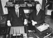 President John F. Kennedy meeting German Chancellor Konrad Adenauer in the White House, 1961