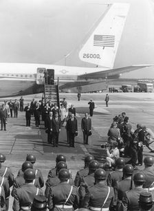 President John F. Kennedy arriving at Cologne airport, Germany, 1963. Creator: Unknown