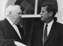 President John F. Kennedy with Ludwig Erhard, the future Chancellor of West Germany, Bonn, 1963