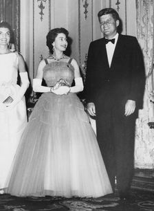 President John F. Kennedy with Queen Elizabeth II, Buckingham Palace, London, 1961. Creator: Unknown