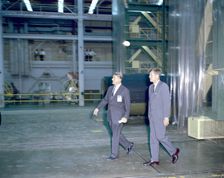 President Kennedy Tours Marshall with von Braun, September 11, 1962. Creator: NASA