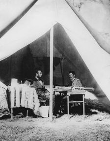 President Lincoln in General McClellan's tent after the Battle of Antietam, 1862