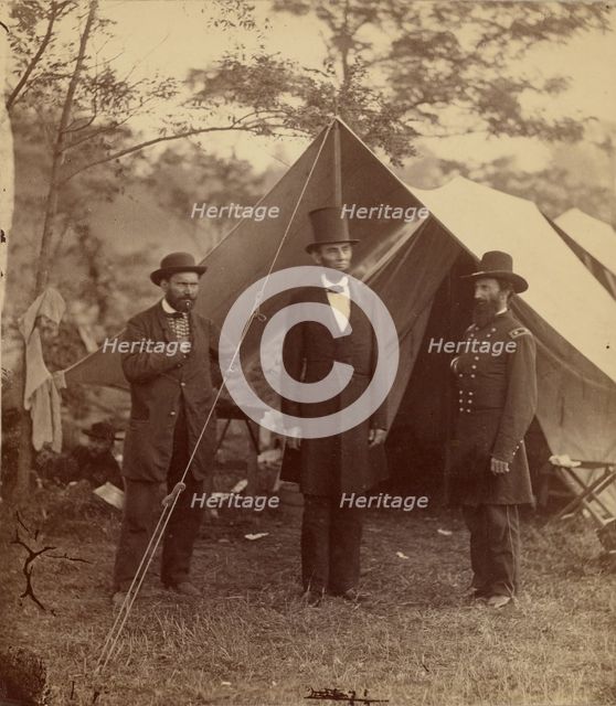 President Lincoln, United States Headquarters, Army of the Potomac, near Antietam, 1862. Creator: Alexander Gardner.