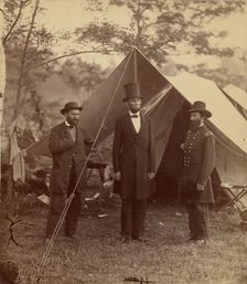 President Lincoln, United States Headquarters, Army of the Potomac, near Antietam, 1862. Creator: Alexander Gardner