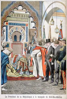 President Loubet visiting the Mosque of Sidi Bou Medine, Tlemcen, Algeria, 1903