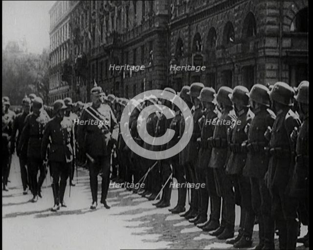 President Paul von Hindenburg of Germany Inspecting Soldiers, 1926. Creator: British Pathe Ltd.