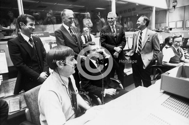 President Reagan at Mission Control, Houston, 1981. Creator: NASA.
