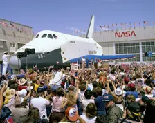 President Reagan at STS-4 landing, California, USA, 1982. Creator: NASA