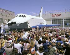 President Reagan at STS-4 landing, California, USA, 1982. Creator: NASA
