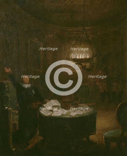 President Reuterholm opens the Armfeltska letters...in 1794, (late 18th-early 19th century). Creator: Pehr Hörberg.