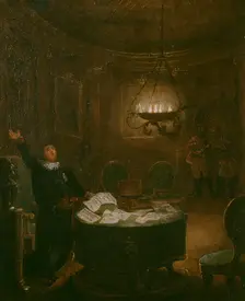 President Reuterholm opens the Armfeltska letters...in 1794, (late 18th-early 19th century). Creator: Pehr Hörberg