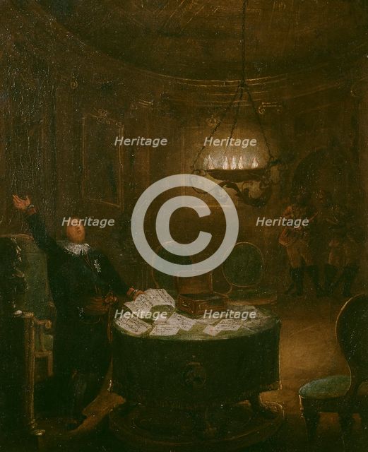 President Reuterholm opens the Armfeltska letters...in 1794, (late 18th-early 19th century). Creator: Pehr Hörberg.
