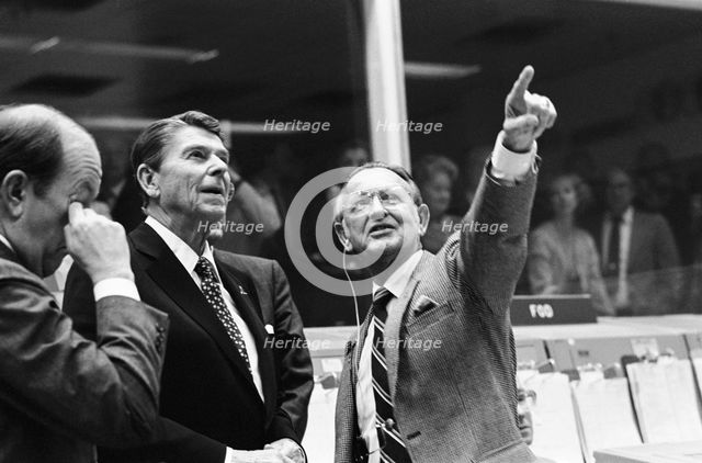 President Ronald Reagan at mission control, Houston, Texas, USA, November 13, 1981. Creator: NASA.