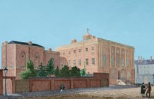 President's House viewed from the southeast, with 1806-1807 Medical Departament...1837 (1850). Creator: Traversier
