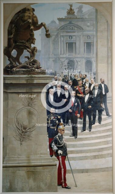 President Sadi Carnot surrounded by personalities from the Third Republic, in front..., c1889. Creators: Alfred Stevens, Henri Gervex.