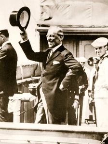 President Woodrow Wilson on the bridge of the George Washington 4 December, 1919. Creator: Unknown