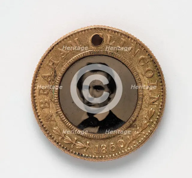 Presidential Campaign Medal with portraits of [Abraham Lincoln and] Hannibal Hamlin, 1860. Creator: Unknown.