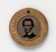 Presidential Campaign Medal with portraits of [Abraham Lincoln and] Hannibal Hamlin, 1860. Creator: Unknown