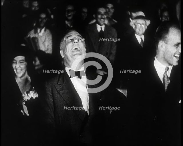 Presidential Candidate Franklin D Roosevelt Listening To the Actor Will Rogers Pledging..., 1932. Creator: British Pathe Ltd.