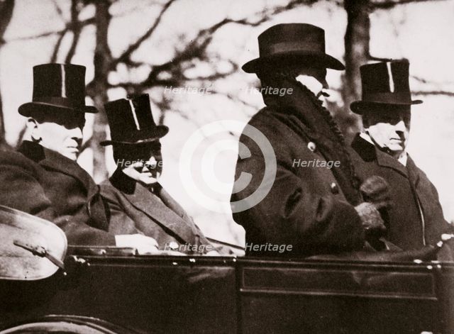 Presidents Wilson and Harding travelling to the Capitol, Washington DC, USA, 1921.  Creator: Unknown.