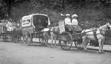 Press Carts delivering Votes for Women in central London, July 1911. Creator: Unknown