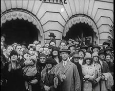 Press and Members of Public Watching Charles Lindbergh and Anne Morrow Lindbergh Waving..., 1920s. Creator: British Pathe Ltd