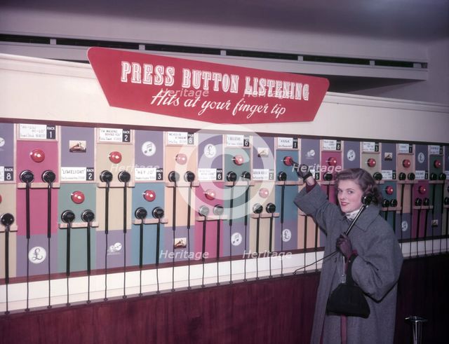 'Press Button Listening', HMV, Oxford Street, London, 1953.  Creator: Arthur Charles Kirby Ware.