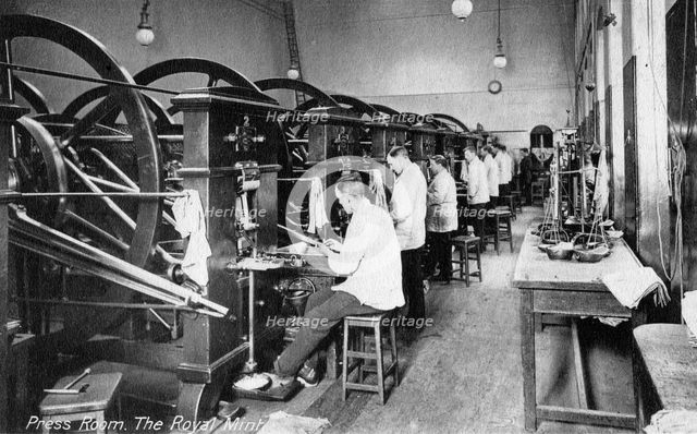 Press Room, the Royal Mint, Tower Hill, London, early 20th century. Artist: Unknown