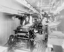 Press room on press car, 1913. Creator: Bain News Service