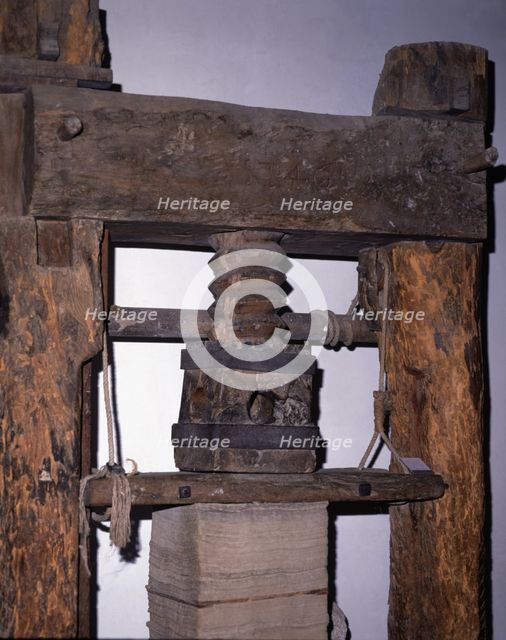 Press used to iron the paper in the Capellades Paper Museum.