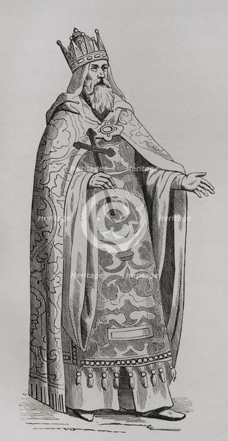 Prester John, legendary Christian ruler of the East, 1877.  Creator: Unknown.