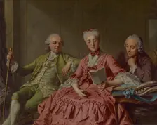Presumed Portrait of the Duc de Choiseul and Two Companions, about 1775. Creator: Jacques Wilbaut